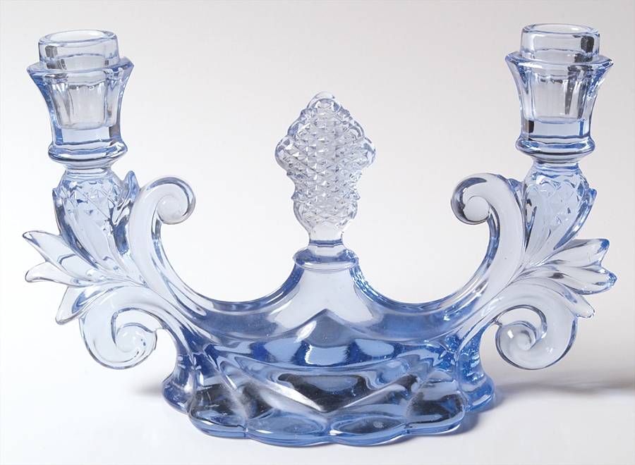 Caprice Moonlight Blue (Stem 300) Double Light Candlestick by Cambridge-1