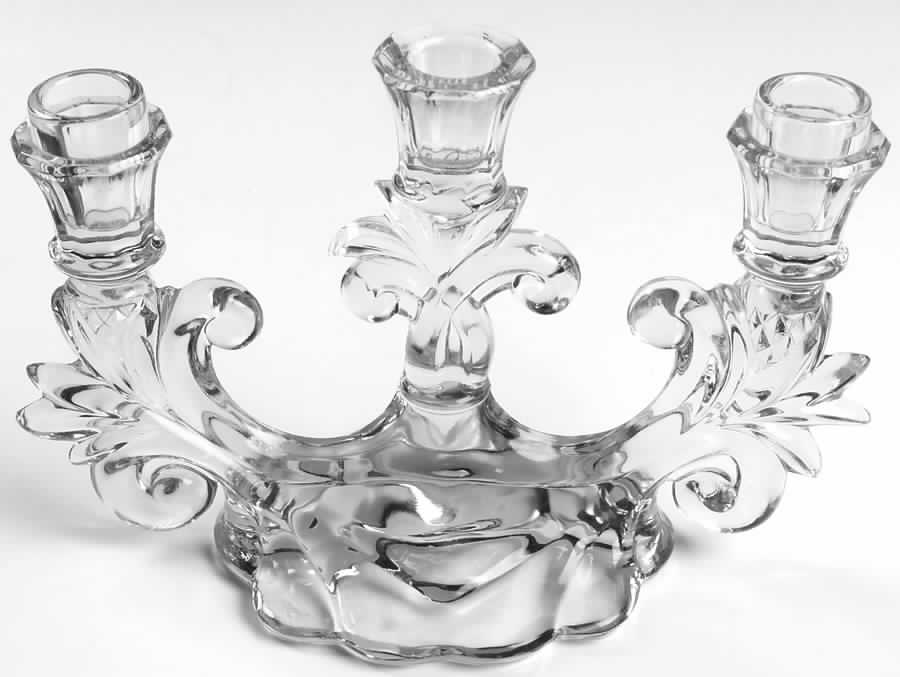 Caprice Clear (Stem 300) 3 Light Candlestick (Will Hold 2 Bobche) by Cambridge-1