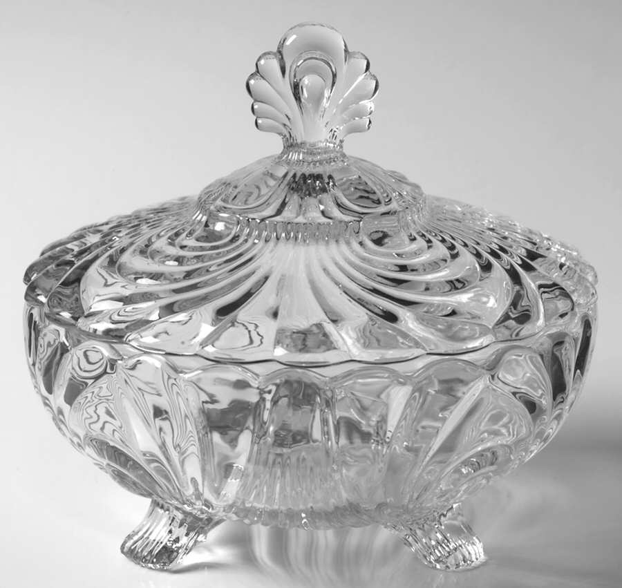 Caprice Clear (Stem 300) 3-Footed Candy Dish with Lid by Cambridge-1