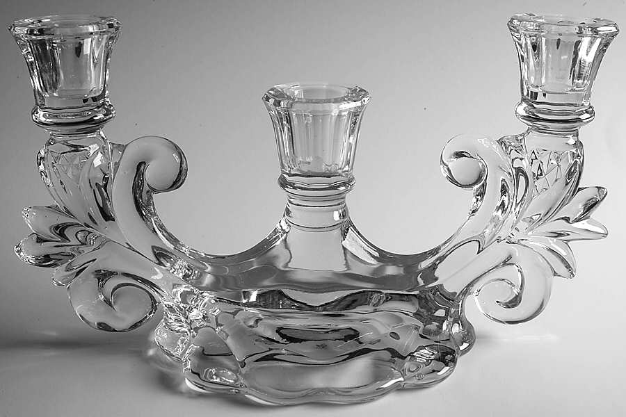 Caprice Clear (Stem 300) 1357 Three Light Candlestick by Cambridge-1