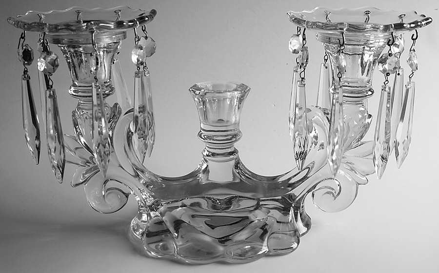 Caprice Clear (Stem 300) 3 Light Candelabra with 2 Bobeches and 16 Prisms by Cambridge-1