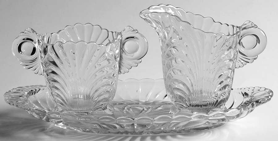 Caprice Clear (Stem 300) Creamer, Sugar and Tray Set by Cambridge-1