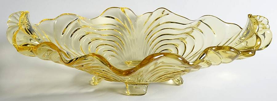 Caprice Yellow (Stem 300) 13" Oval 4-Toed Handled Bowl by Cambridge-1