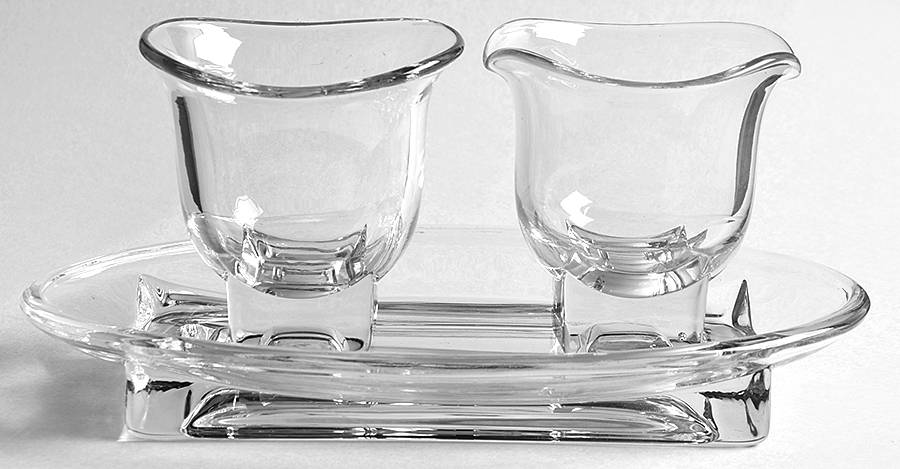 Cambridge Square (Square Base) Creamer, Sugar and Tray Set by Cambridge-1