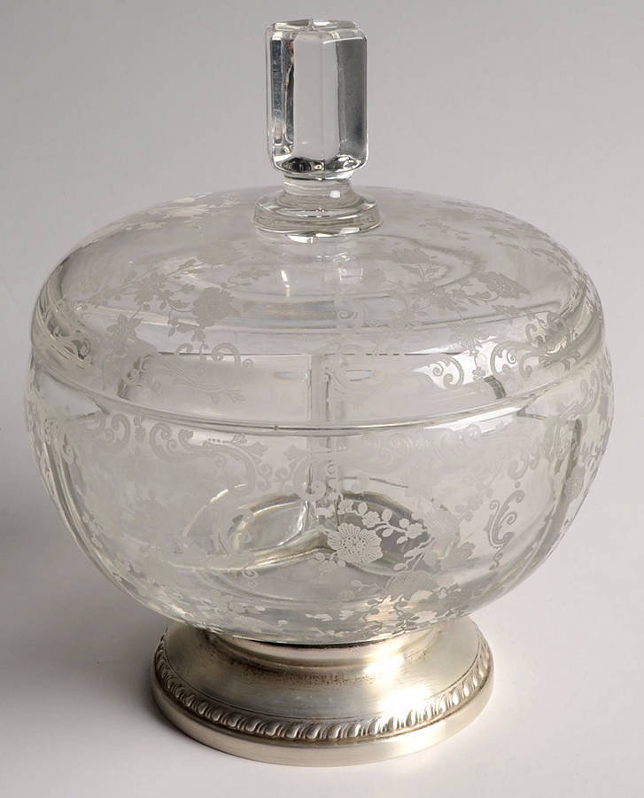 Chantilly (3 Part) Candy Dish & Lid w/Sterling Base by Cambridge-1