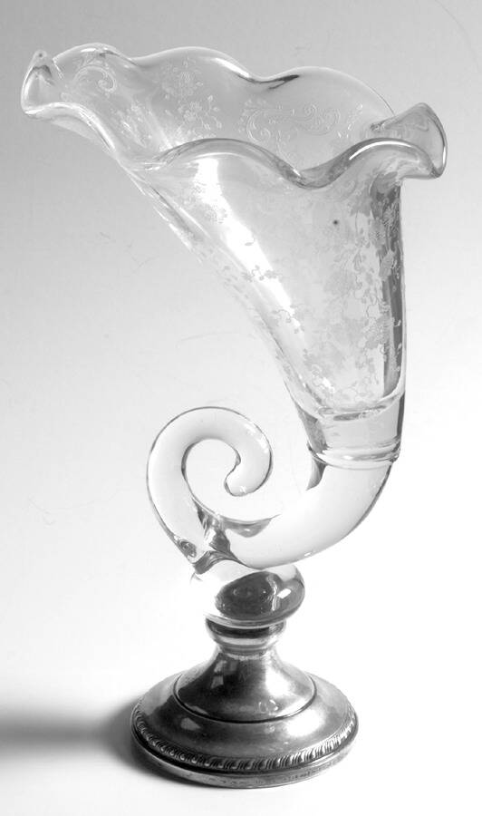 Chantilly Crimped  Cornucopia Vase with Sterling by Cambridge-1