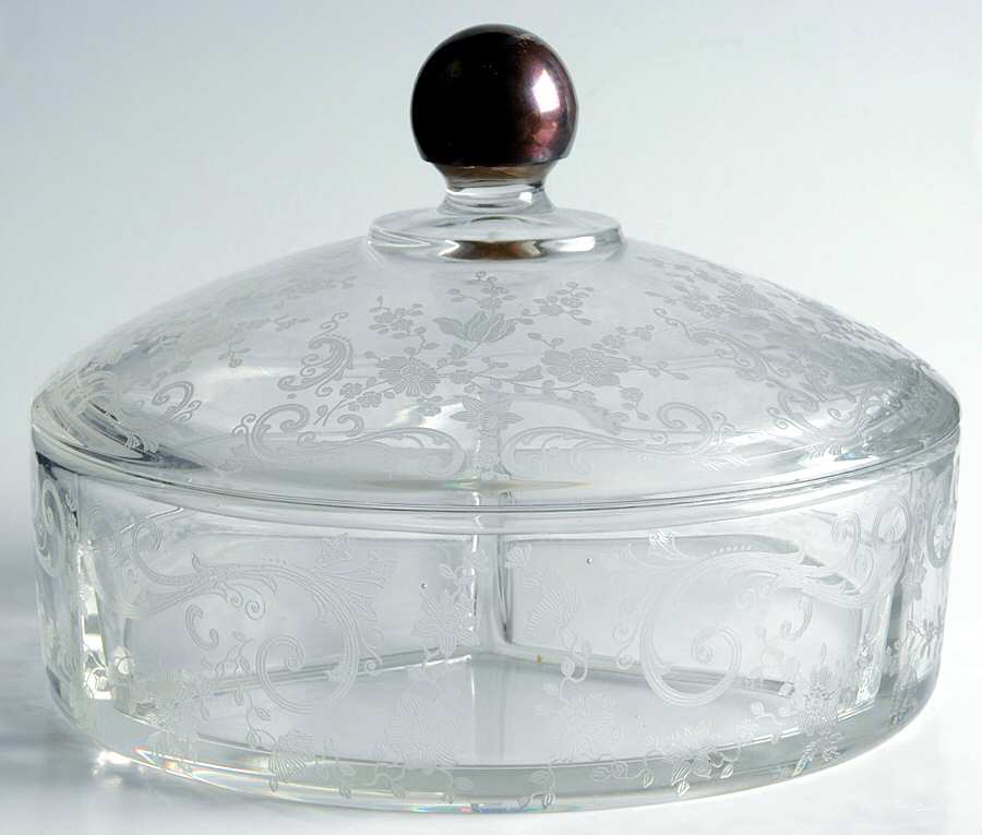 Chantilly 3 Part Candy Box W/Sterling Knob Lid by Cambridge-1