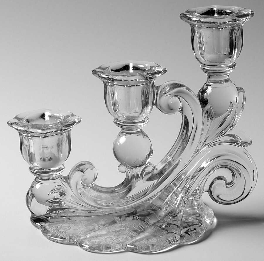 Chantilly Shape 3400/1338 3 Light Candlestick, Plain by Cambridge-1