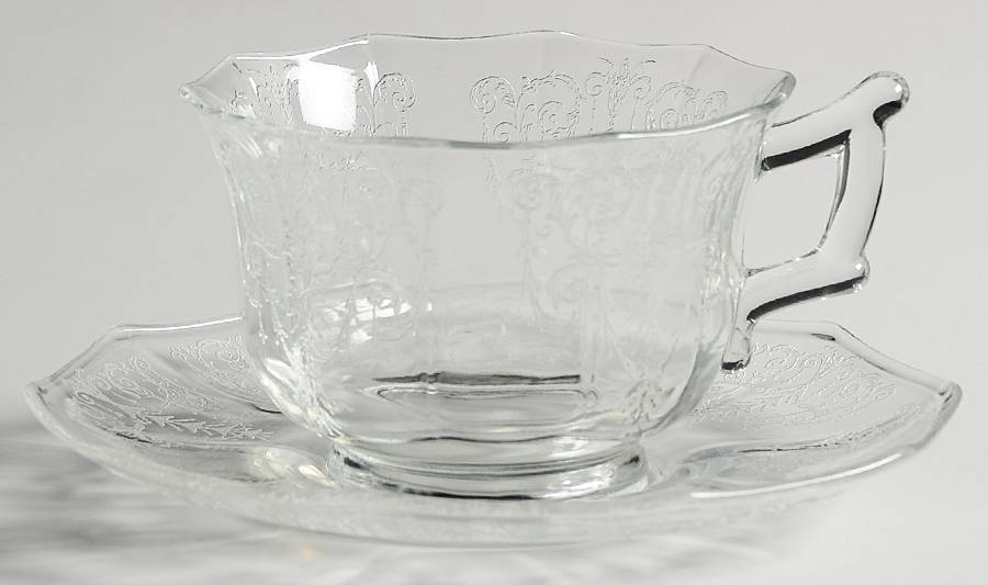 Cleo Clear (Stem 7606) Cup & Saucer Set by Cambridge-1