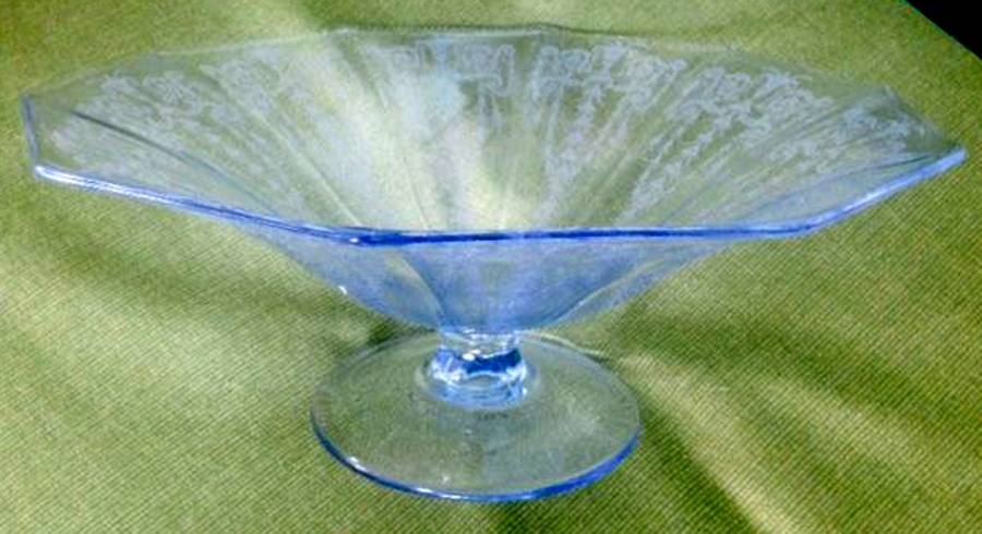 Cleo Blue (Stem 3077) 11" Footed Bowl by Cambridge-1