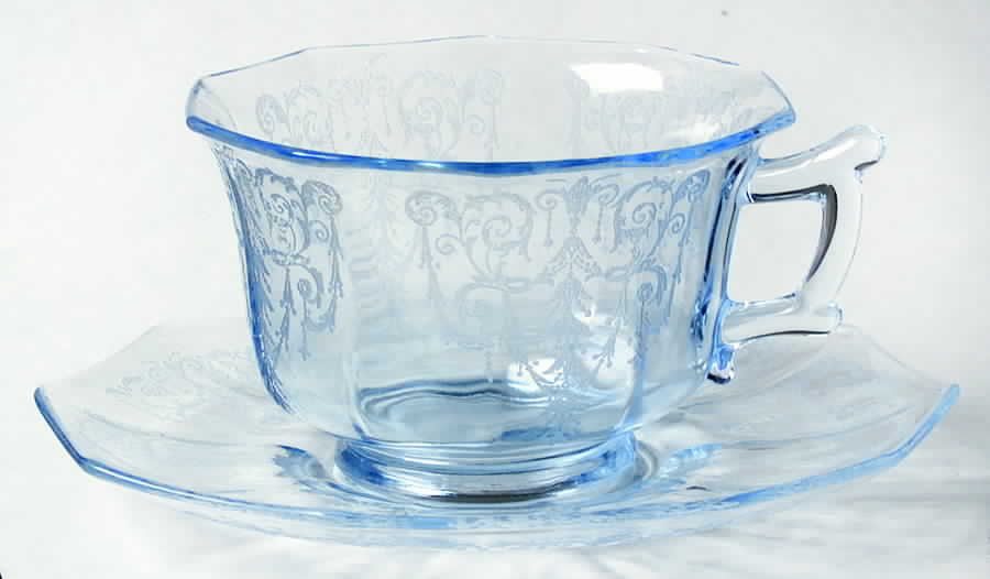 Cleo Blue (Stem 3077) Cup & Saucer Set by Cambridge-1