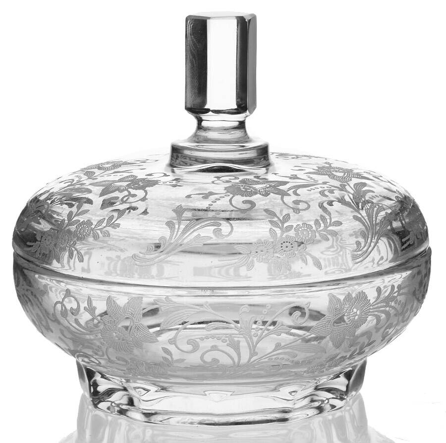 Daffodil Clear (Stem 3779, Not Gold Encrusted) Candy Box & Lid by Cambridge-1