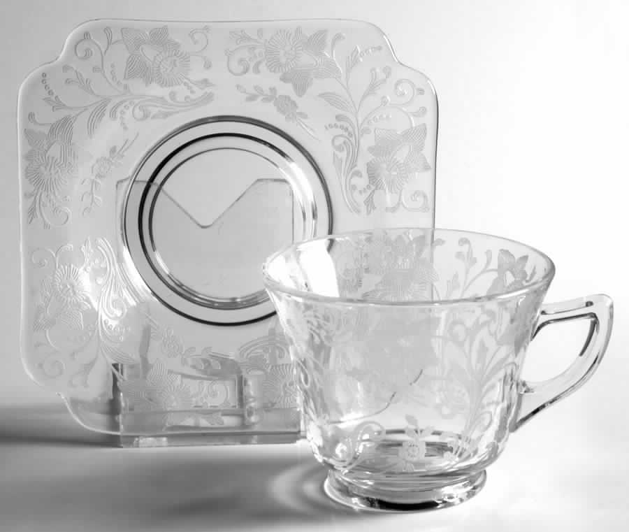 Daffodil Clear (Stem 3779, Not Gold Encrusted) Cup & Saucer Set by Cambridge-1