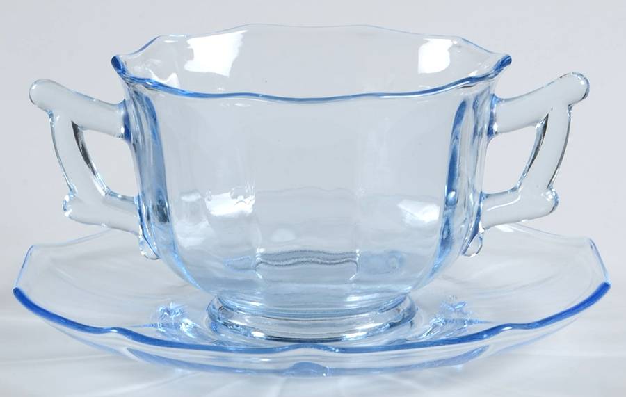 Decagon Light Blue Bouillon Cup & Saucer Set by Cambridge-1