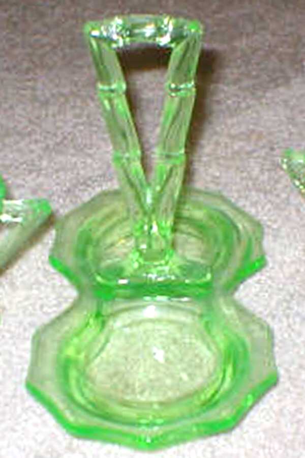 Decagon Green (Light Emerald) Individual Creamer/Sugar, Tray Only by Cambridge-1