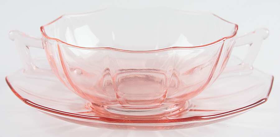 Decagon Pink Cream Soup & Saucer Set by Cambridge-1