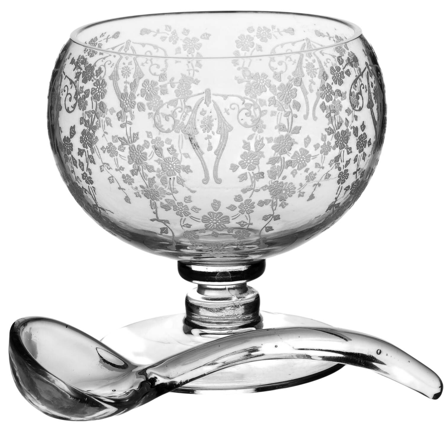 Diane Clear (Stem 3122) Mayonnaise Bowl and Ladle Set by Cambridge-1