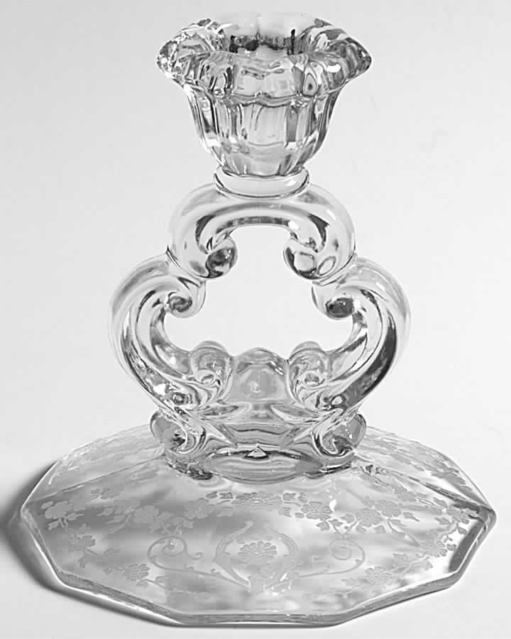 Diane Clear (Stem 3122) 5" KeyHole Candlestick w/10 Sided Base by Cambridge-1
