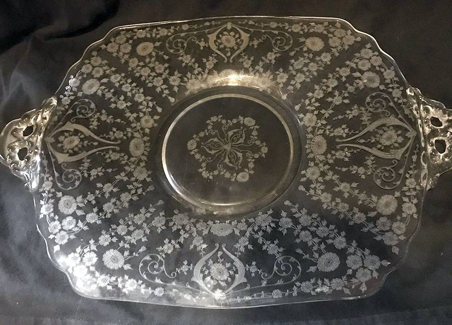 Diane Clear (Stem 3122) 16" Handled Plate (Shape 3400) by Cambridge-1