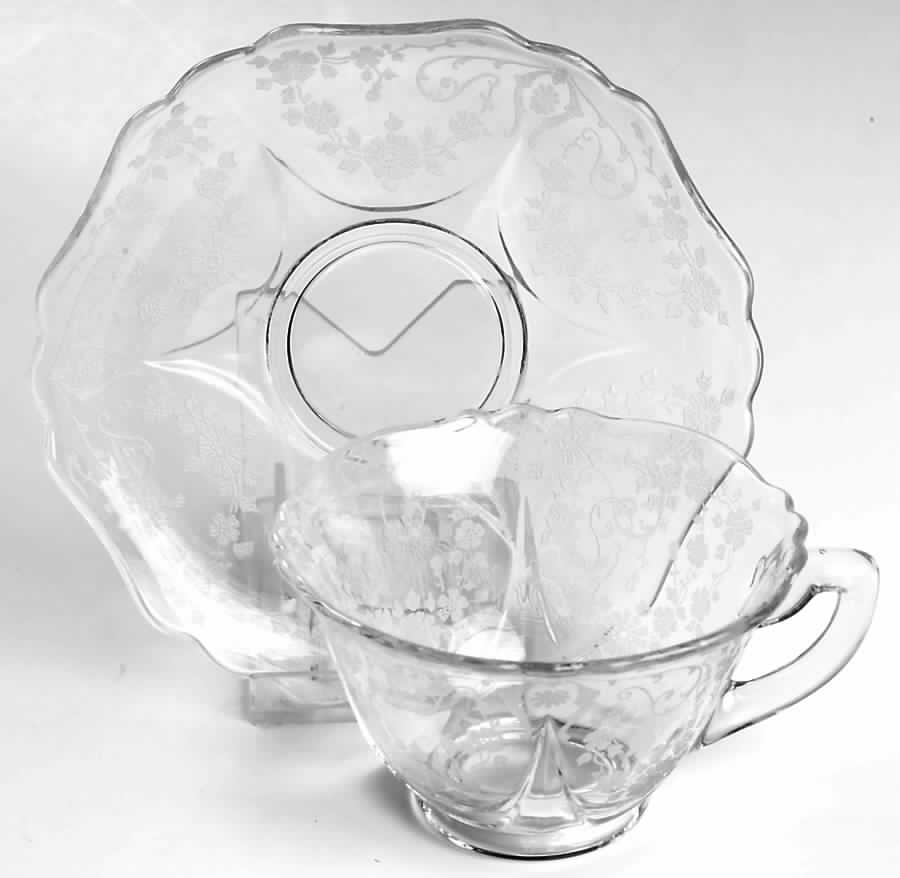 Diane Clear (Stem 3122) Cup and Saucer Set (Shape 3500) by Cambridge-1
