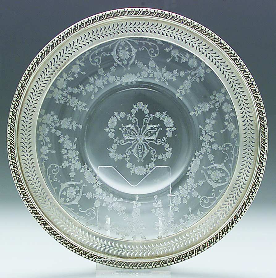 Diane Clear (Stem 3122) Cheese Plate with Sterling Rim by Cambridge-1