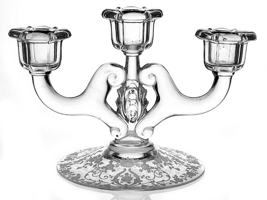 Diane Clear (Stem 3122) 6" Three Light Candlestick by Cambridge-1