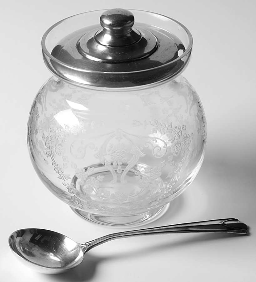 Diane Clear (Stem 3122) Marmalade W/Sterling Lid & Spoon by Cambridge-1