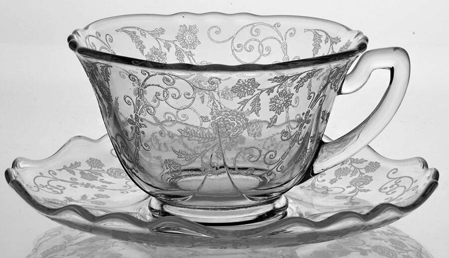Elaine Clear (Stem 3500) Cup and Saucer Set (Shape 3500) by Cambridge-1