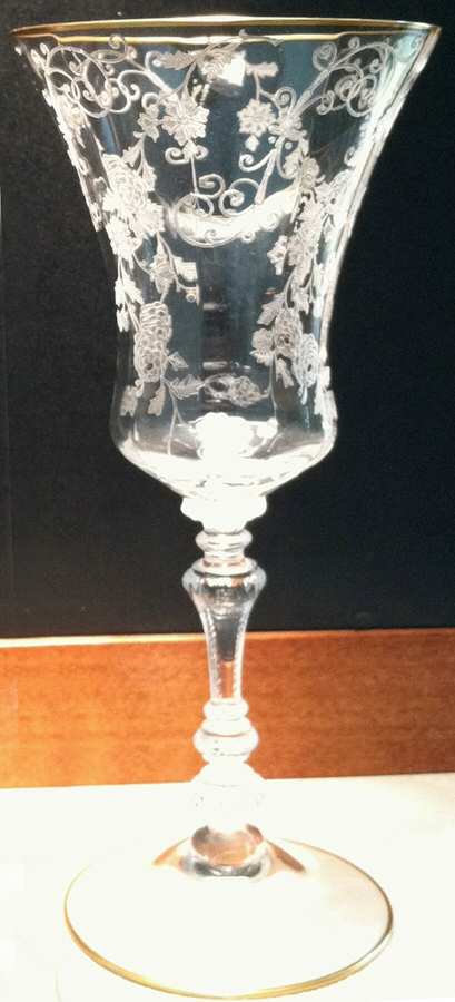 Elaine Clear (Gold Trim, Stem 3500) Water Goblet by Cambridge-1
