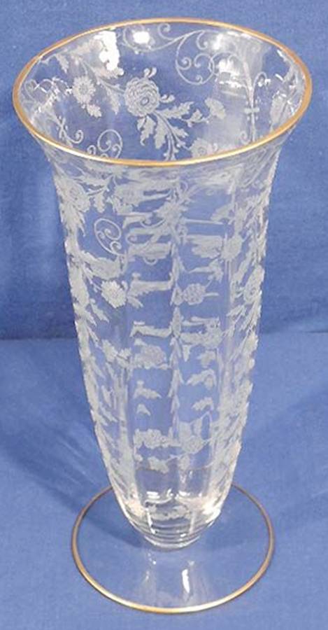 Elaine Clear (Gold Trim, Stem 3500) 11" Footed Vase by Cambridge-1