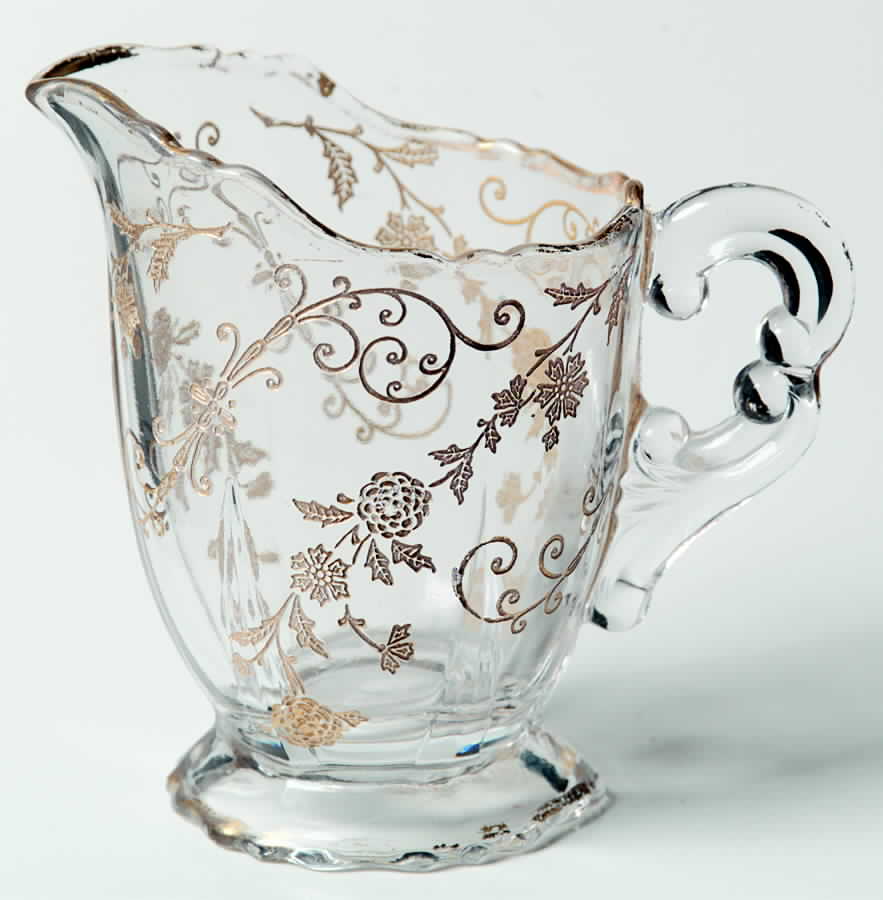 Elaine Clear (Gold Encrusted, Stem 3500) 3400/68 Footed Creamer by Cambridge-1