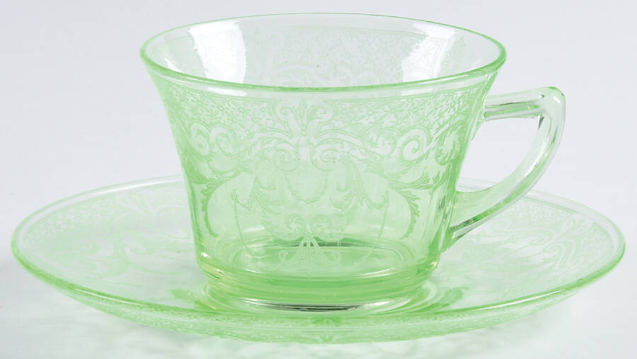 Etch 520 Green (Stem 3060) Cup & Saucer Set by Cambridge-1
