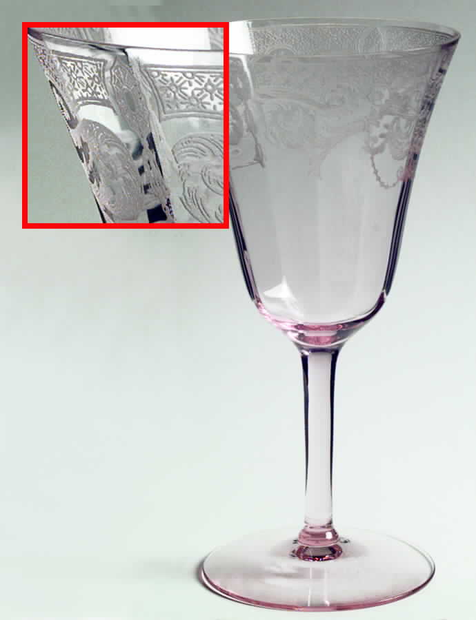 Etch 520 Pink (Stem 3060) Water Goblet by Cambridge-1