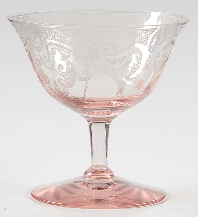 Etch 520 Pink (Stem 3060) Low Sherbet by Cambridge-1