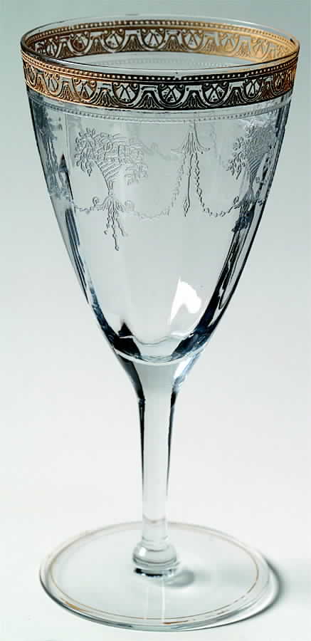 Etch 701 Clear (Lt Gold Encrusting) Water Goblet by Cambridge-1