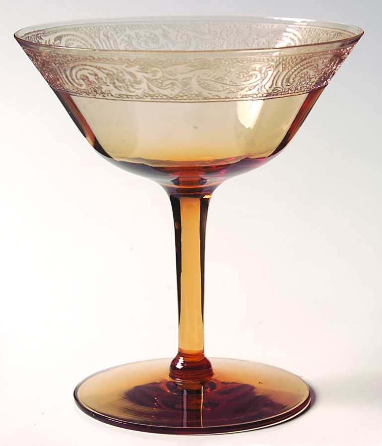 Florentine Amber (No Trim, Stem 3060) Champagne/Tall Sherbet by Cambridge-1