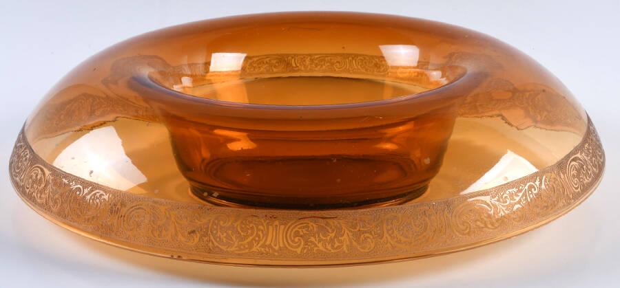 Florentine Dark Amber(Gold Encrusted, 3060) 14" Rolled Edge Bowl by Cambridge-1