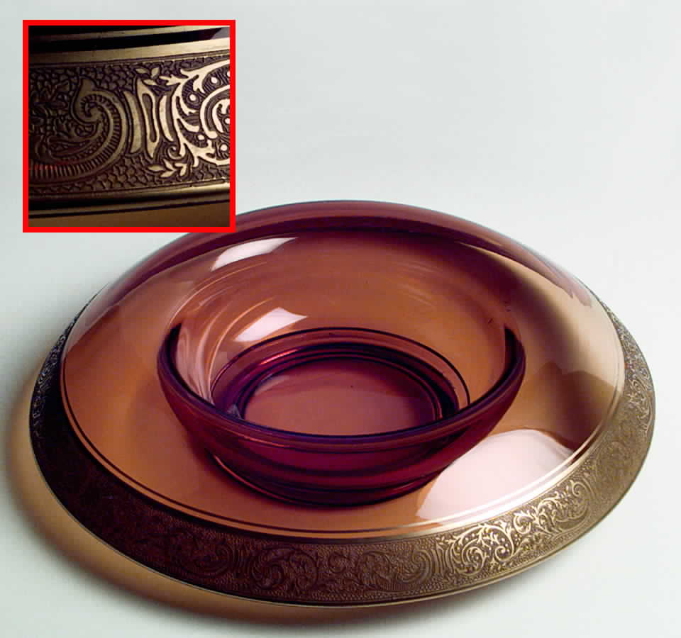 Florentine Dark Amber(Gold Encrusted, 3060) 11" Rolled Edge Bowl by Cambridge-1