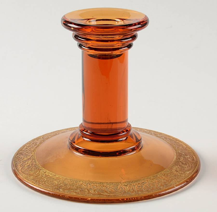 Florentine Dark Amber(Gold Encrusted, 3060) 4" Single Light Candlestick by Cambridge-1