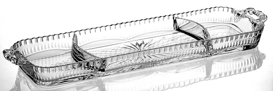 Gadroon Clear Handled 3 Section Rectangular Tray by Cambridge-1