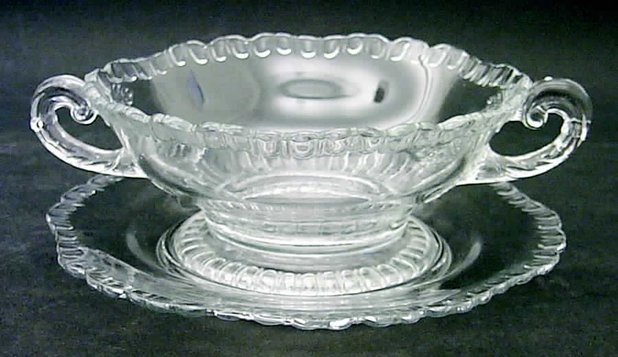 Gadroon Clear Cream Soup & Saucer Set (Shape 3500) by Cambridge-1