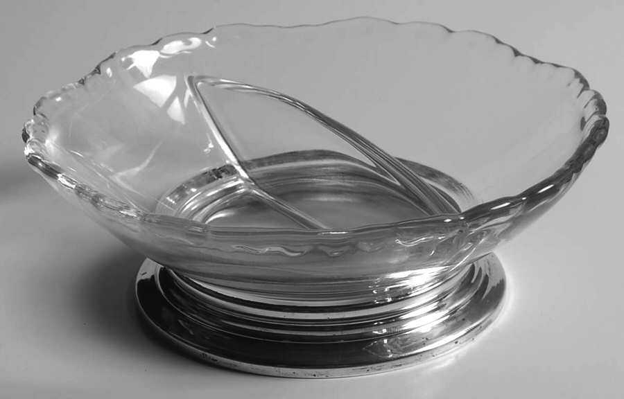 Gadroon Clear #3500/68 Round 2 Part Relish with Sterling Base by Cambridge-1