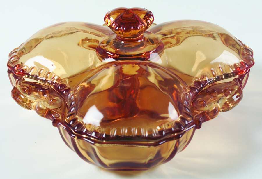 Gadroon Amber 3500/57 3 Part Covered Candy/Relish by Cambridge-1