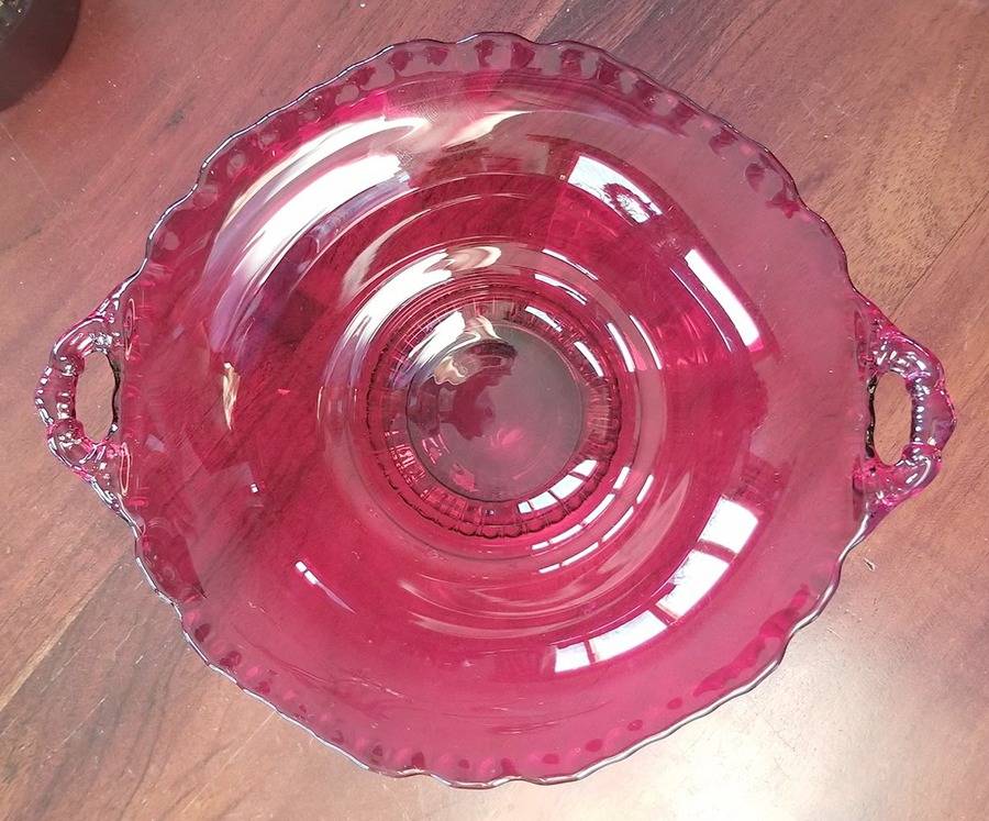Gadroon Ruby 10" Handled Footed Bowl by Cambridge-1