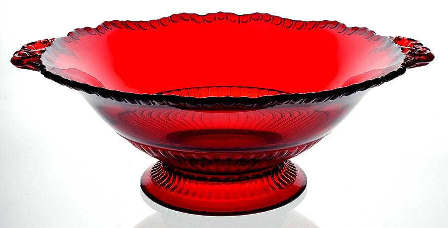 Gadroon Ruby 11" Handled Footed Crimped Bowl by Cambridge-1