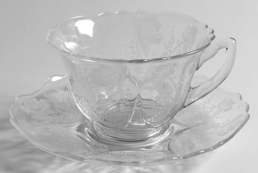Gloria Clear (Stem 3130) Cup and Saucer Set (Shape 3500) by Cambridge-1