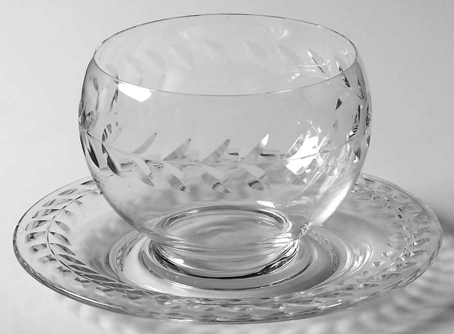 Laurel Wreath Clear (Stem 3700) Mayonnaise Bowl and Underplate by Cambridge-1