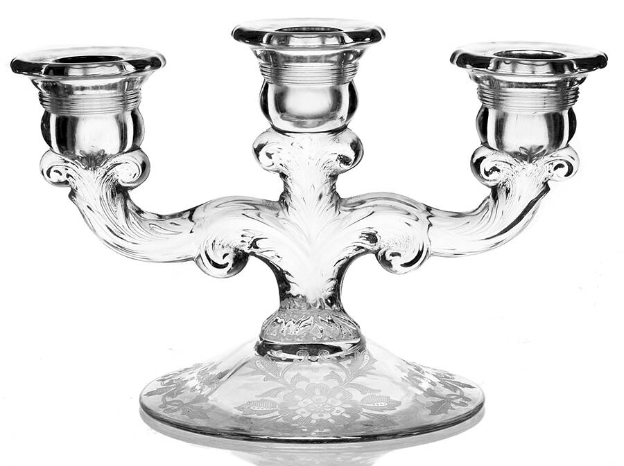 Lorna Clear (Stem 3035) Three Light Candlestick by Cambridge-1