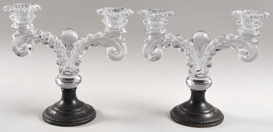 Martha Clear Double Light Candlestick W/Sterling Base (Set of 2 by Cambridge-1