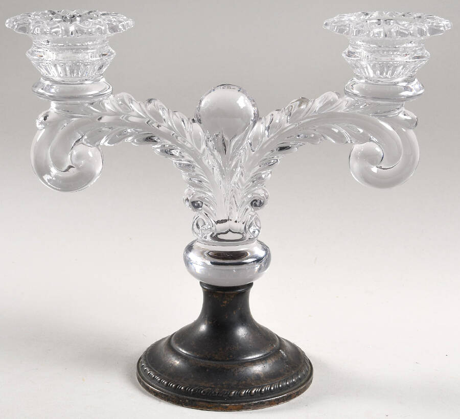 Martha Clear Double Light Candlestick W/Sterling Base by Cambridge-1
